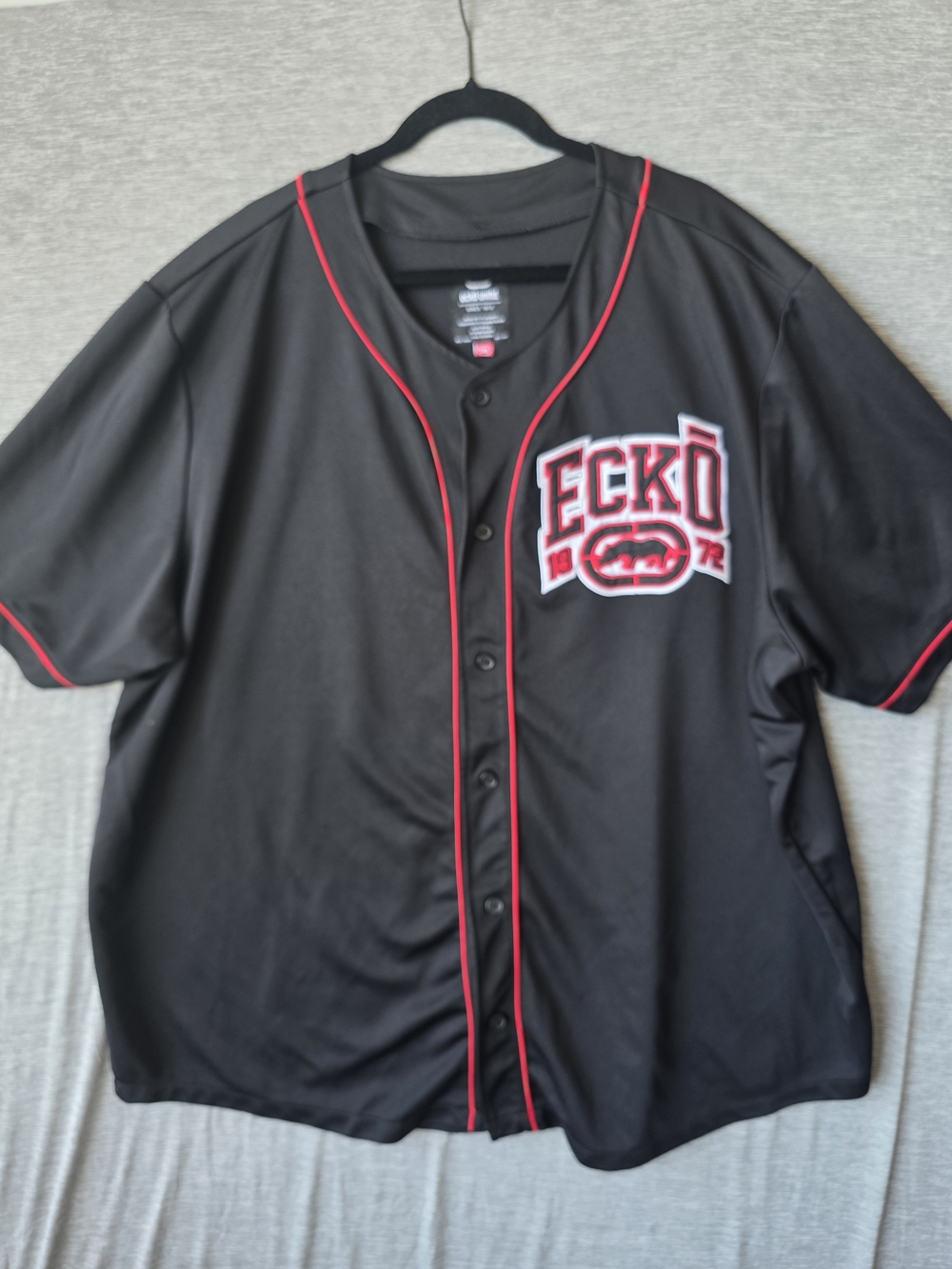 Vintage Ecko Unltd Baseball Jersey Men's 5XL Black Button Front Y2K Streetwear